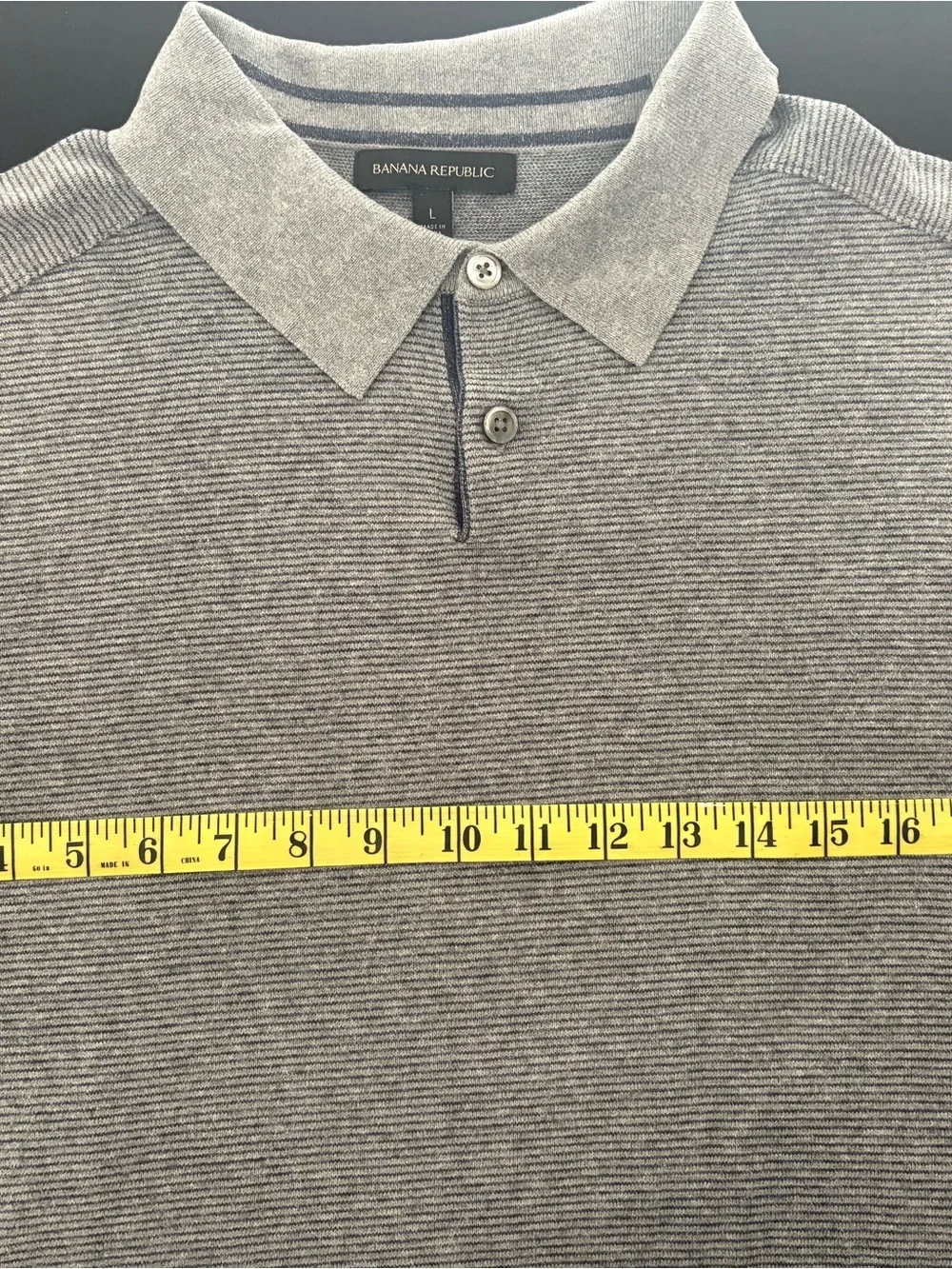 Banana Republic Men's Heathered Light Blue Polo